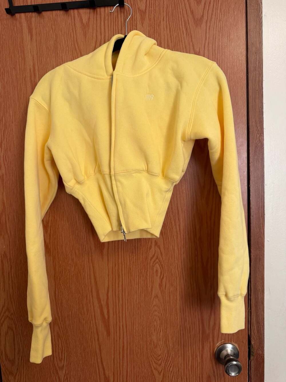 FDR-KJ Yellow Cropped Full Zip Hoodie Sweatshirt Style 6HR21208 Size Small